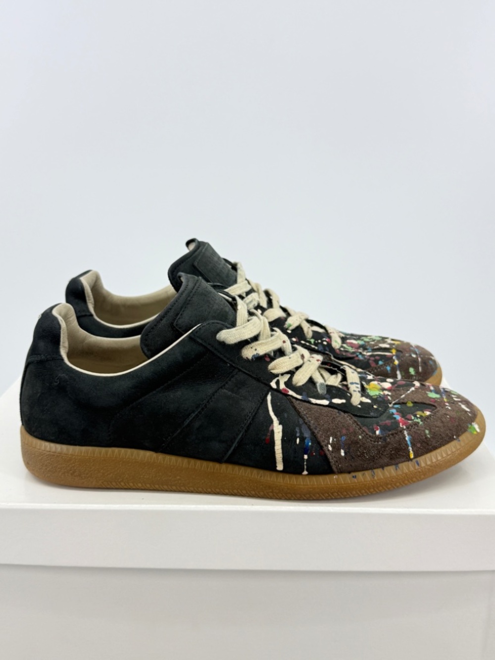 Maison Margiela GAT Low Black Brown Paint Splatter